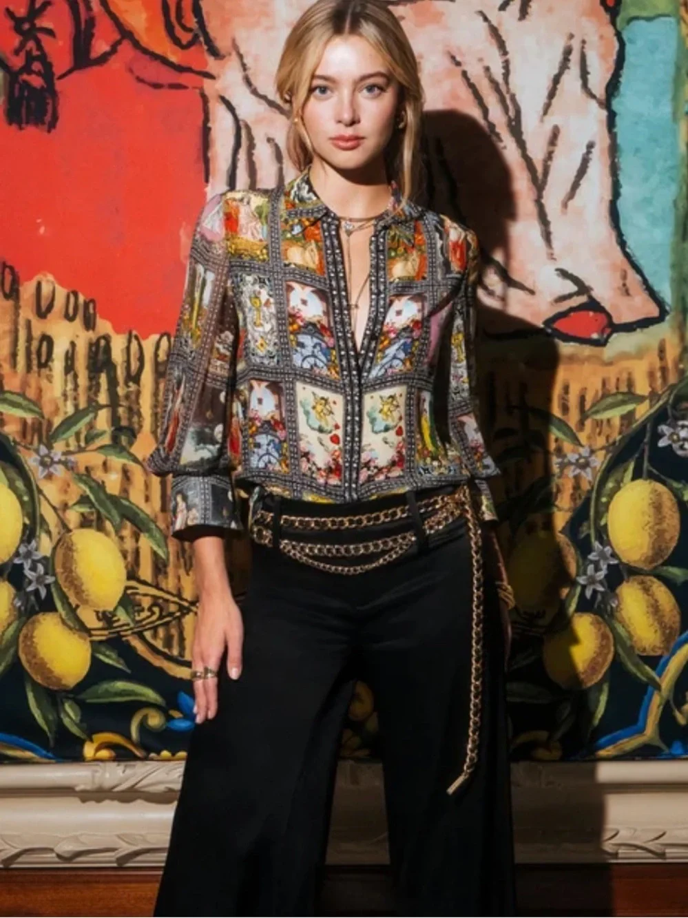 Alice + Olivia Wan Silk Blouse in Enchanted Tarot - Picture 2 of 14